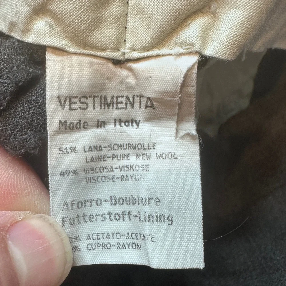 VTG Vestimenta Trousers Mens 28 Wool Blend Pleated Cuffed Gray Charivari Italy